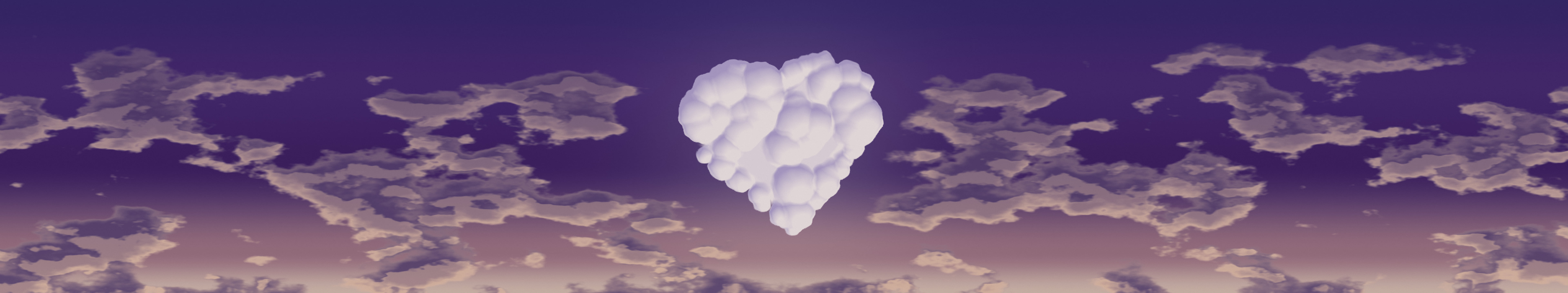 Dark Purple Heart Cloud Sky triple monitor wallpaper, 7680 × 1440