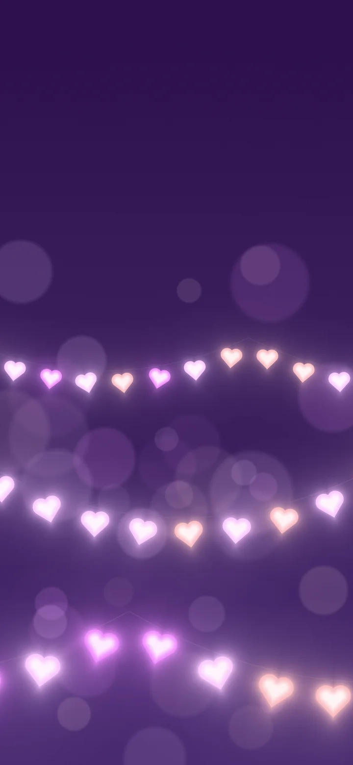Dark Purple Heart String Lights wallpaper for iPhone and Android