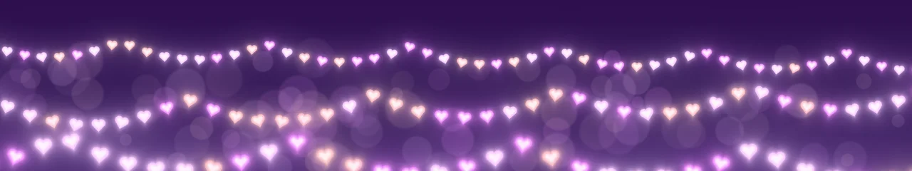 Dark Purple Heart String Lights triple monitor wallpaper, 7680 × 1440