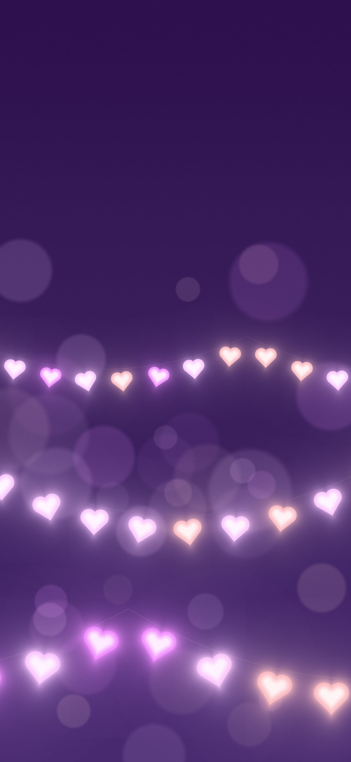 Dark Purple Heart String Lights wallpaper for iPhone and Android