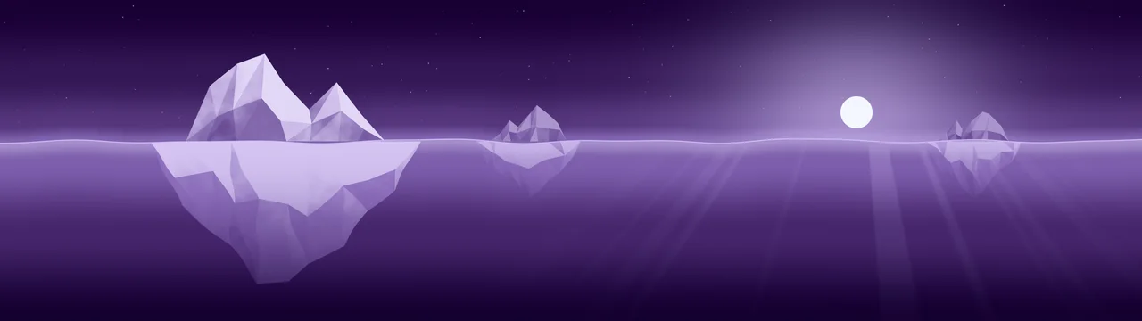 Dark Purple Iceberg dual monitor wallpaper, 7680 × 2160