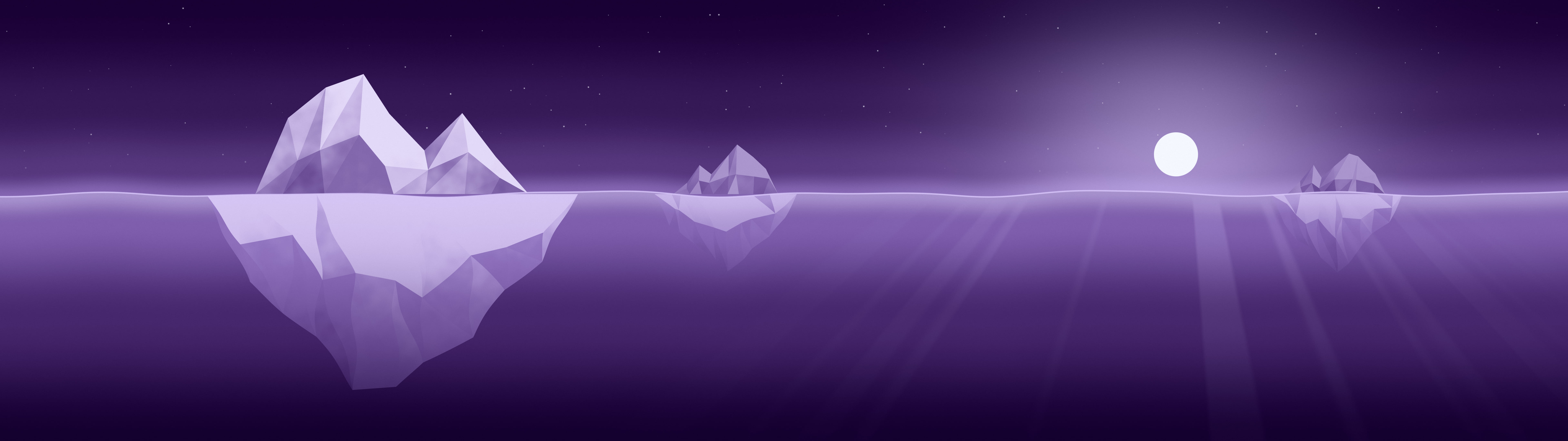 Dark Purple Iceberg dual monitor wallpaper, 7680 × 2160