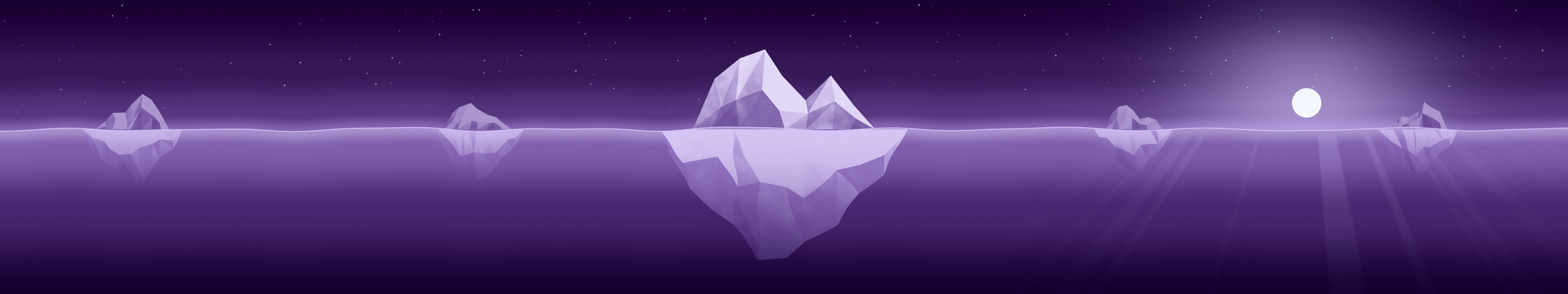 Dark Purple Iceberg triple monitor wallpaper, 7680 × 1440