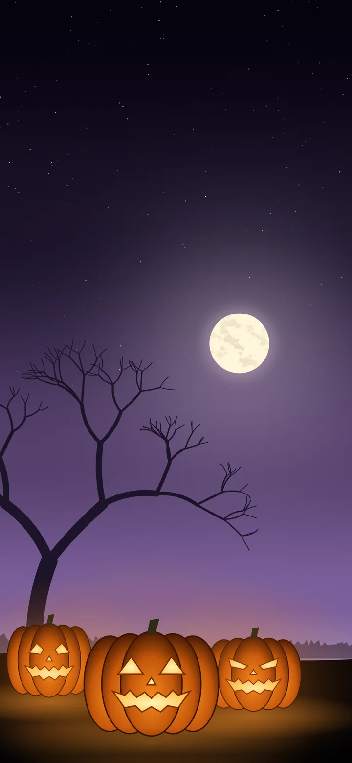Dark Purple Jack O Lantern Pumpkins wallpaper for iPhone and Android