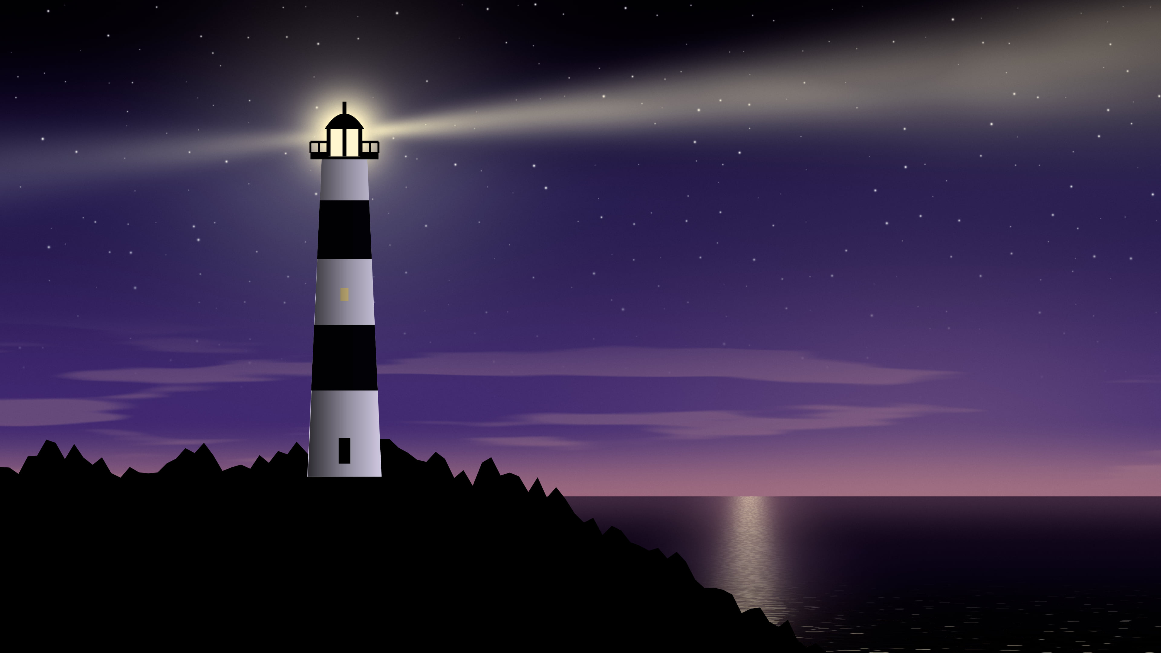 Dark Purple Lighthouse desktop wallpaper in 4K