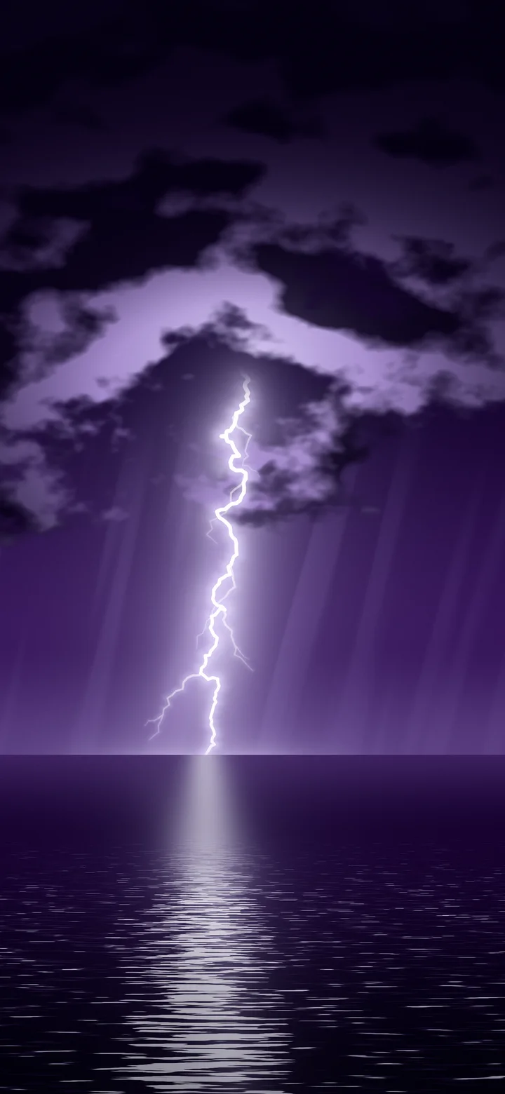 Dark Purple Lightning Over the Ocean wallpaper for iPhone and Android