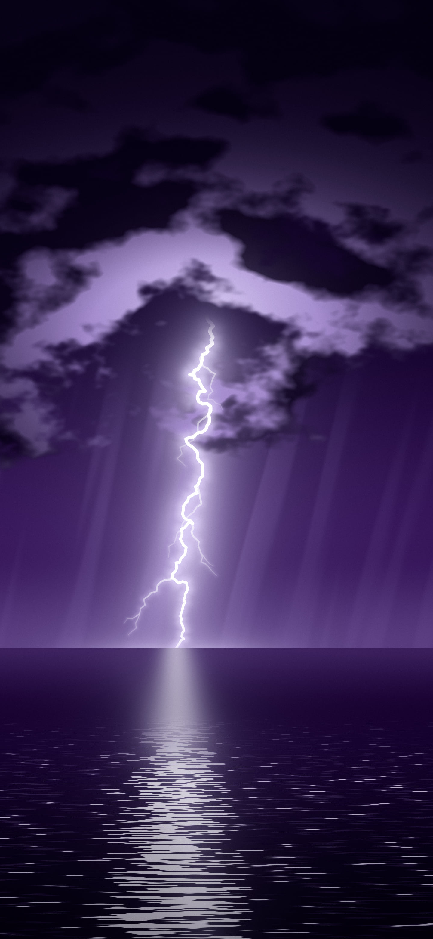 Dark Purple Lightning Over the Ocean wallpaper for iPhone and Android