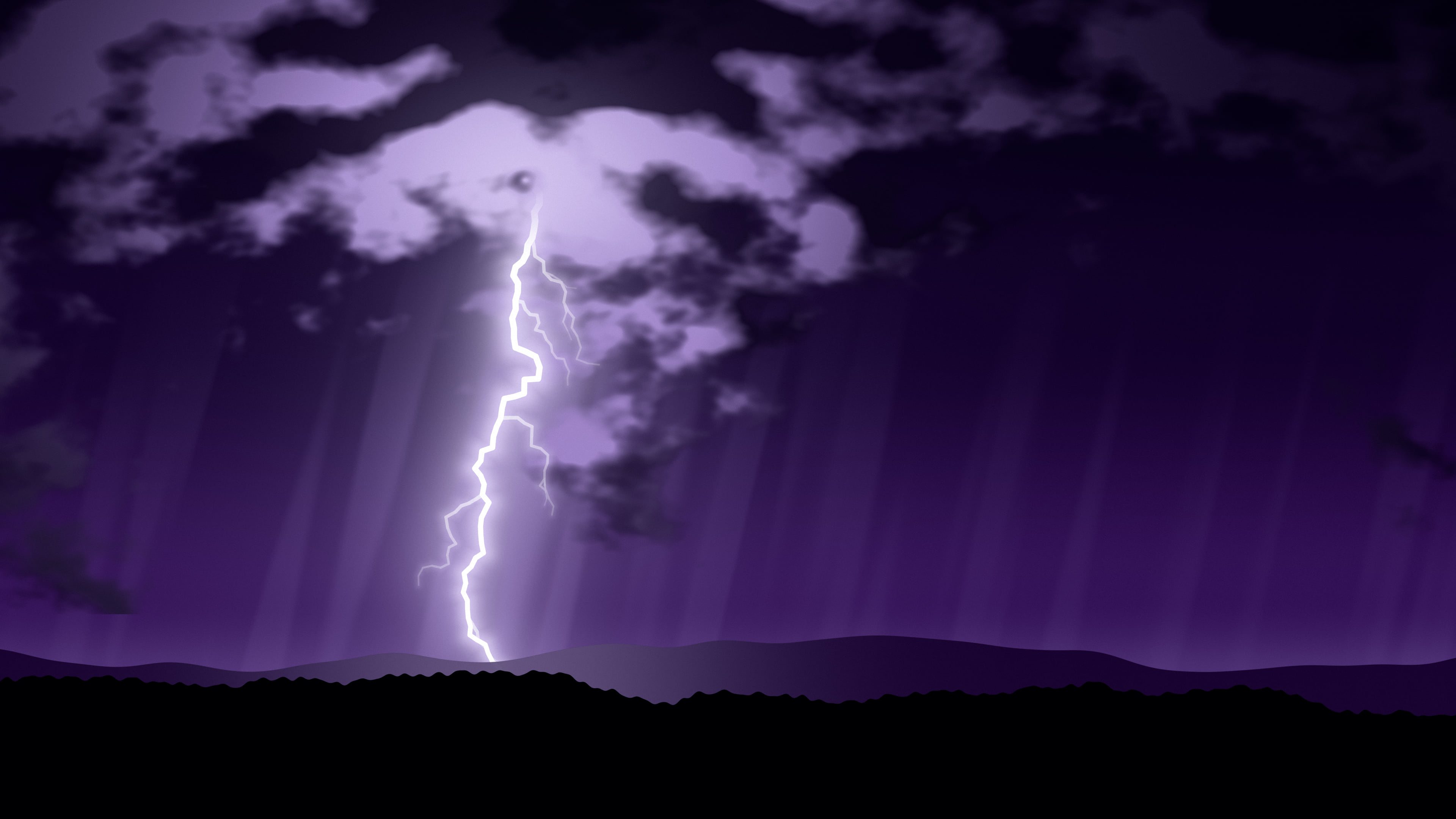 Dark Purple Lightning Storm desktop wallpaper in 4K