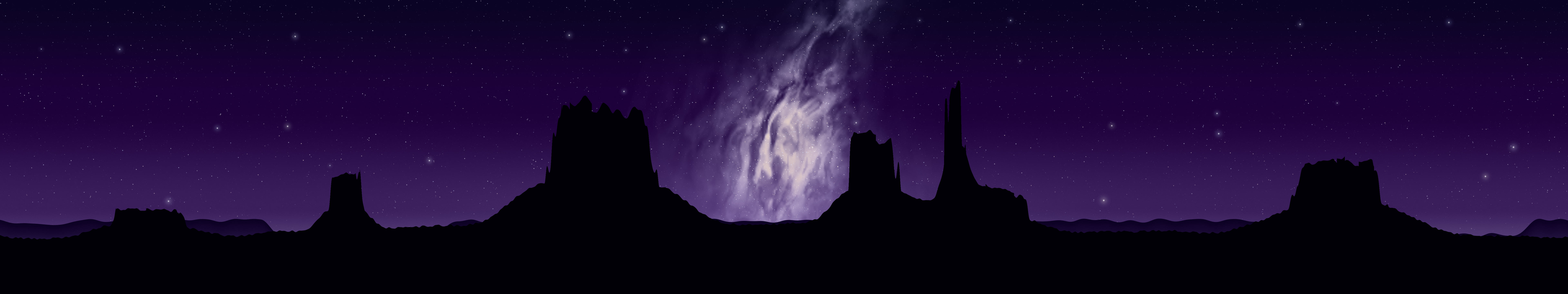 Dark Purple Milky Way over the Desert triple monitor wallpaper, 7680 × 1440