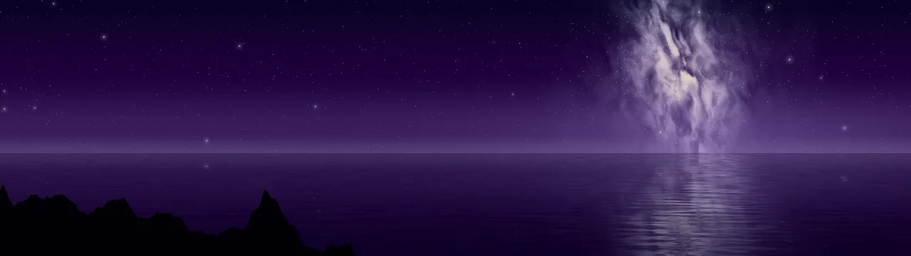 Dark Purple Milky Way over the Ocean dual monitor wallpaper, 7680 × 2160