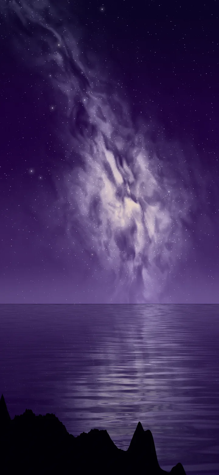 Dark Purple Milky Way over the Ocean wallpaper for iPhone and Android