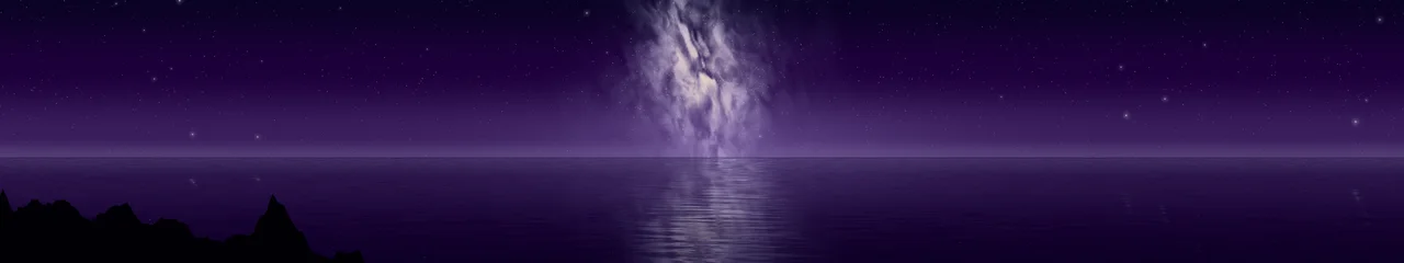 Dark Purple Milky Way over the Ocean triple monitor wallpaper, 7680 × 1440