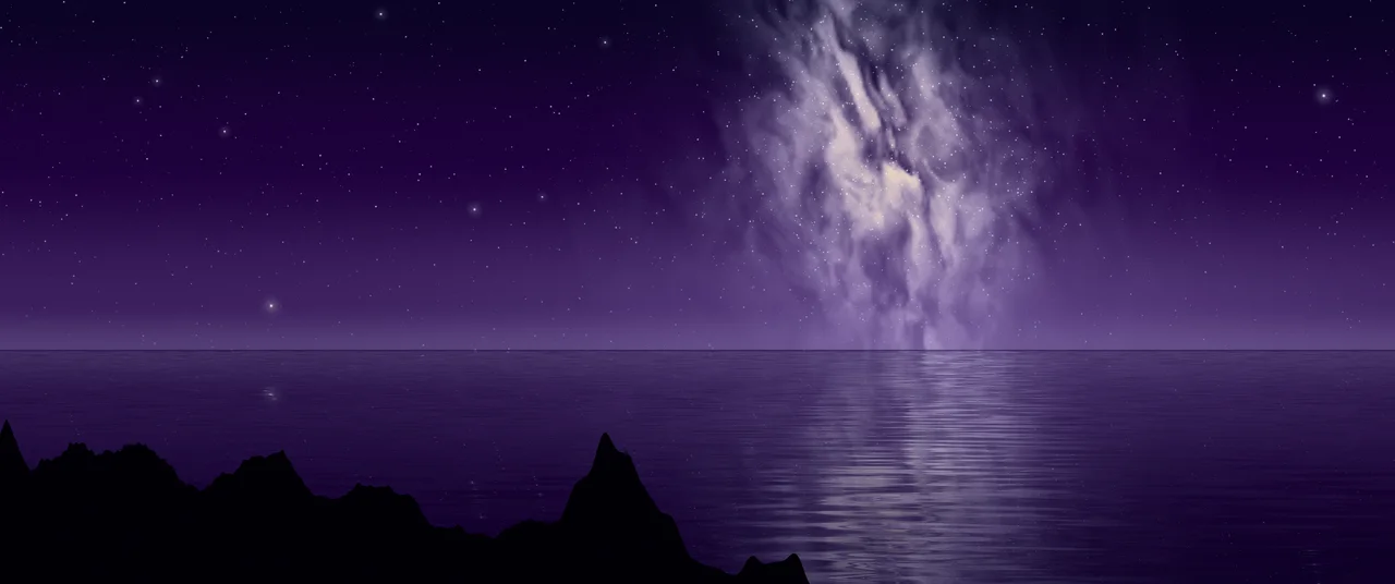 Dark Purple Milky Way over the Ocean ultrawide wallpaper, 3440 × 1440