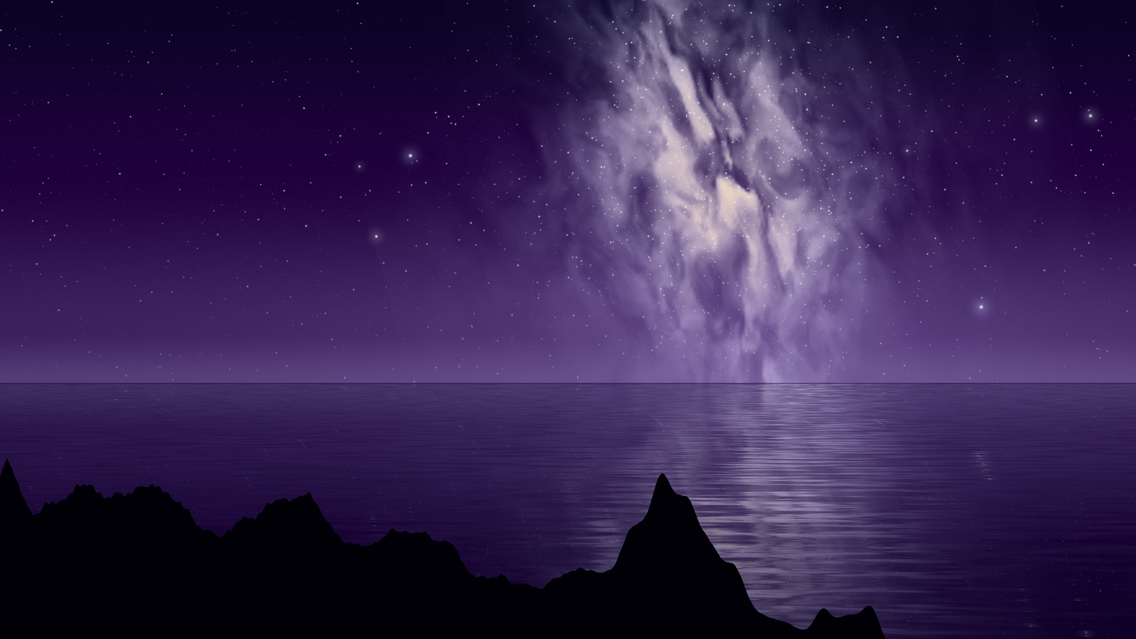 Dark Purple Milky Way over the Ocean desktop wallpaper in 4K