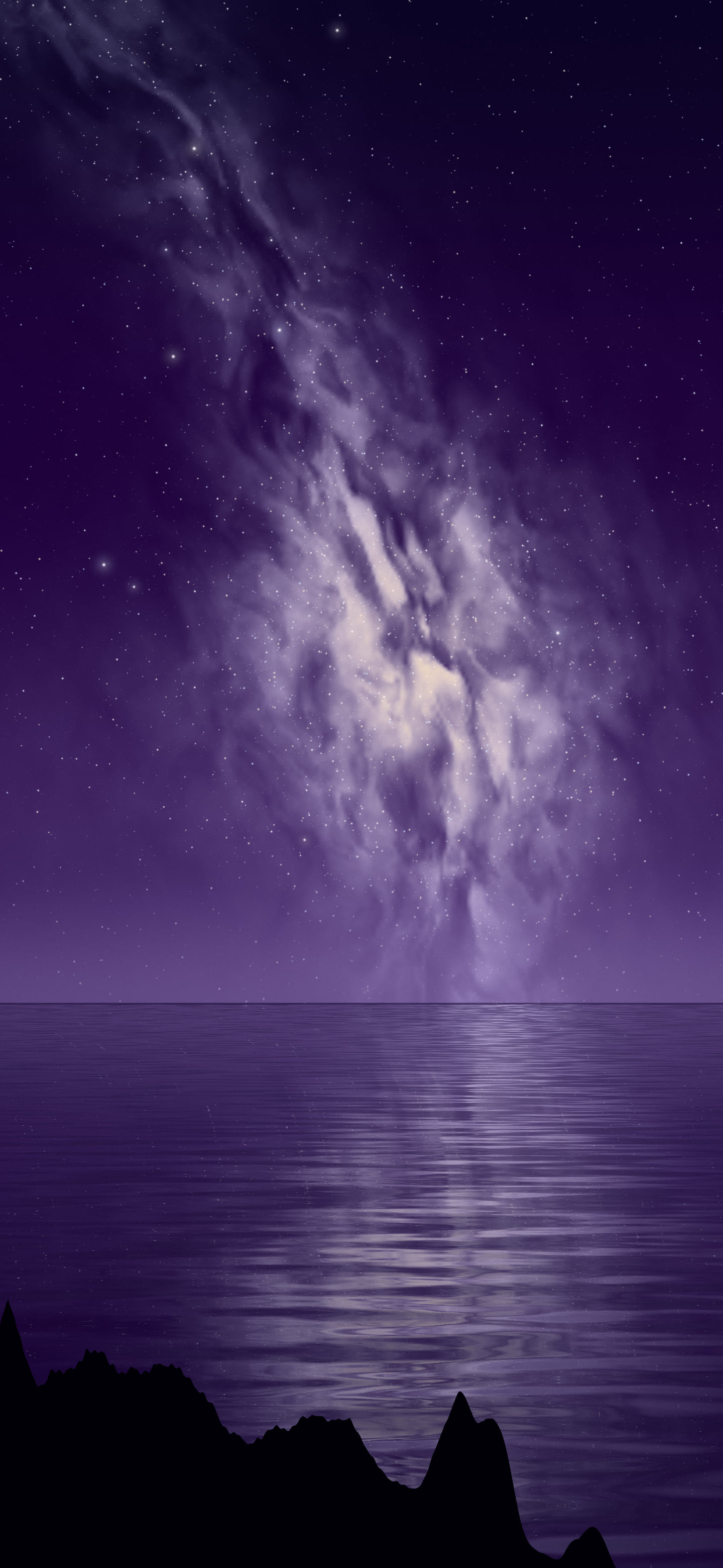 Dark Purple Milky Way over the Ocean wallpaper for iPhone and Android