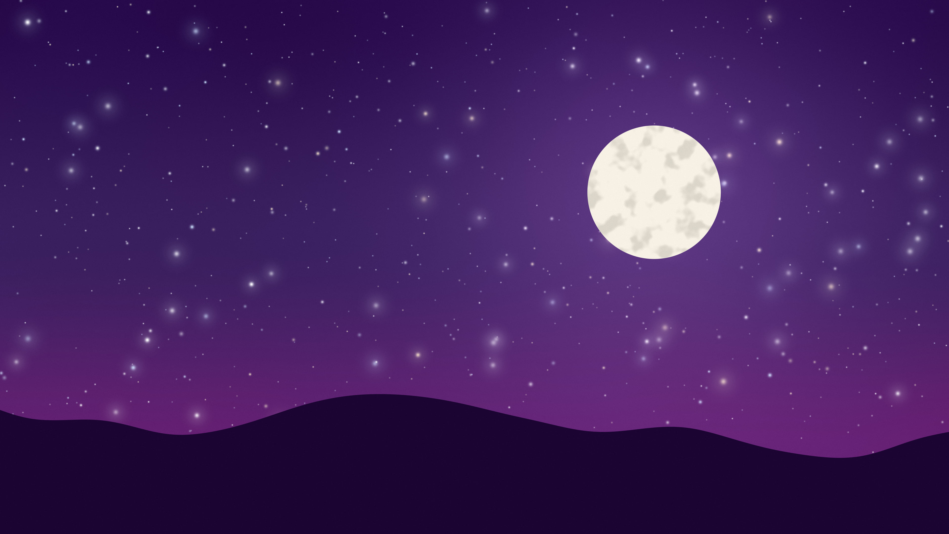 Dark Purple Moon and Stars Night Sky desktop wallpaper in 4K