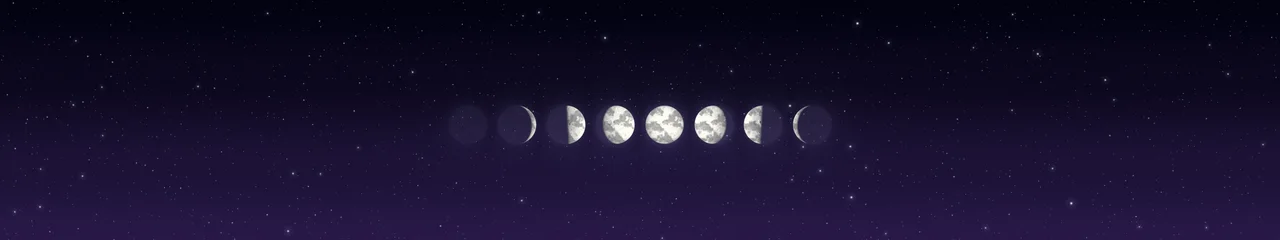 Dark Purple Moon Phases triple monitor wallpaper, 7680 × 1440