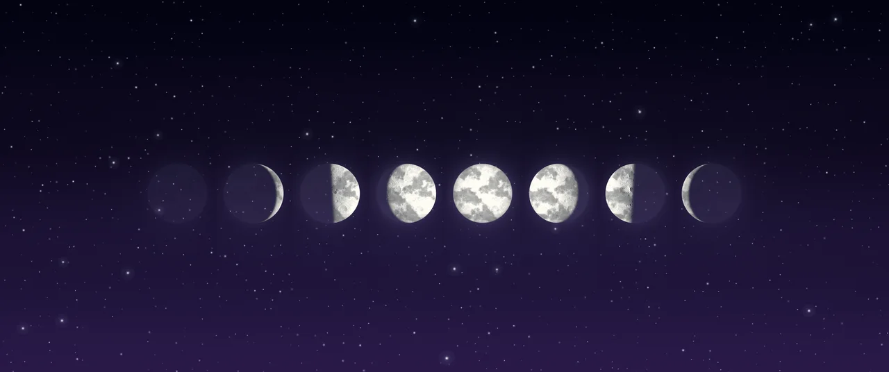 Dark Purple Moon Phases ultrawide wallpaper, 3440 × 1440
