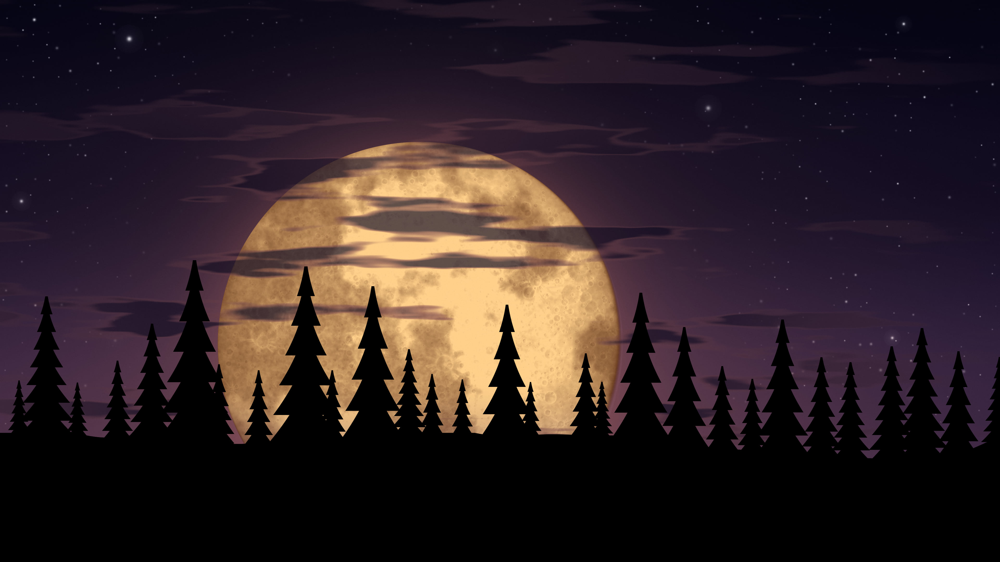 Dark Purple Moonrise desktop wallpaper in 4K
