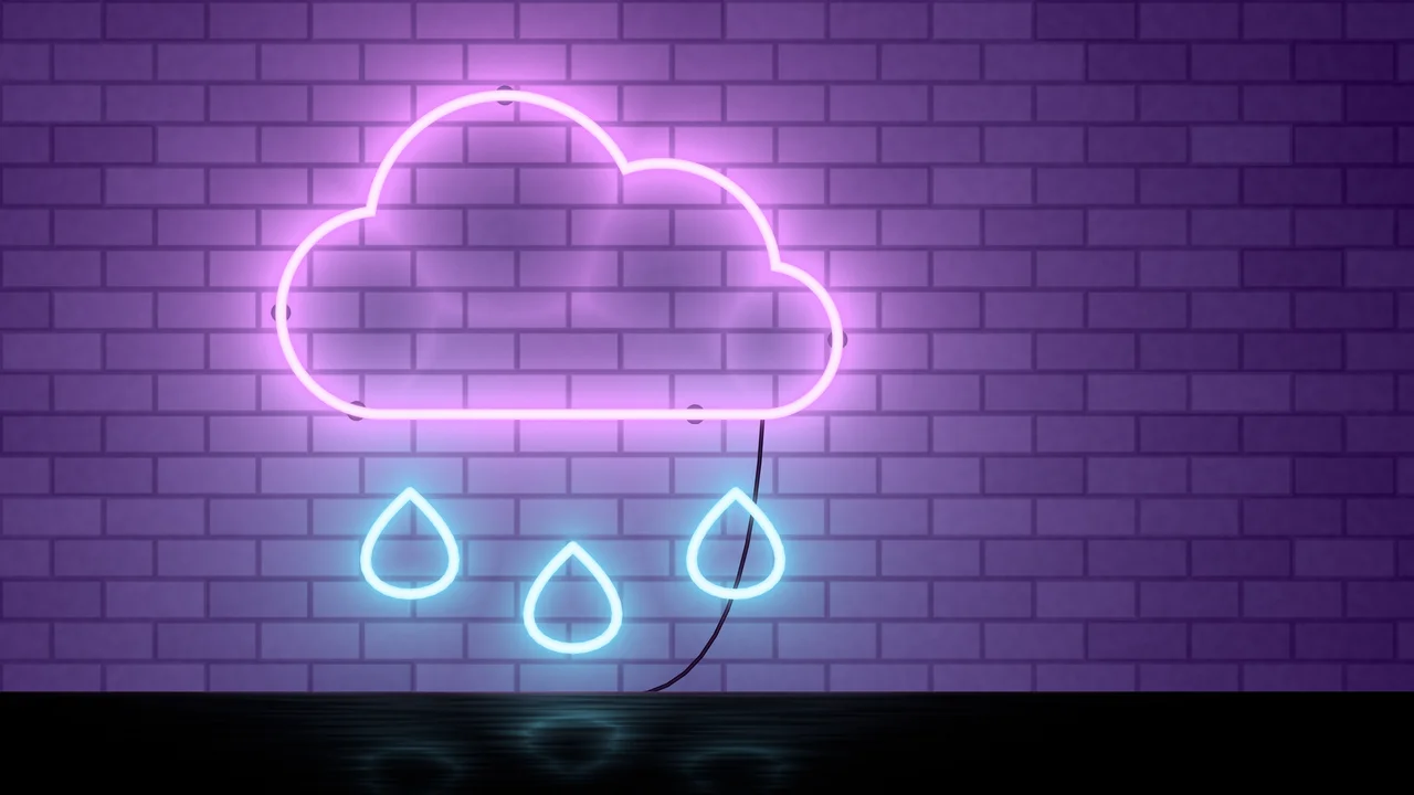 Dark Purple Neon Cloud desktop wallpaper in 4K