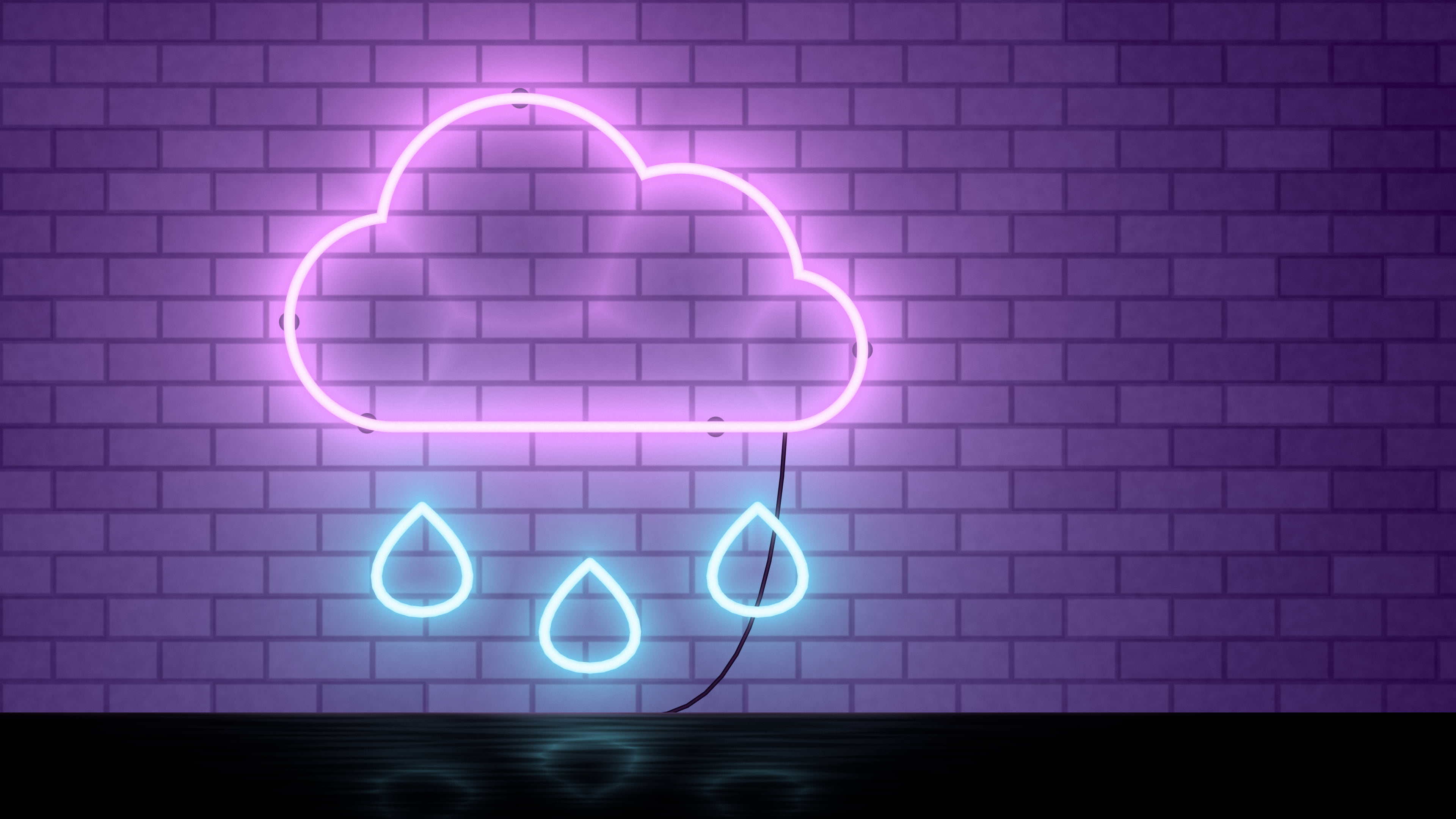 Dark Purple Neon Cloud desktop wallpaper in 4K