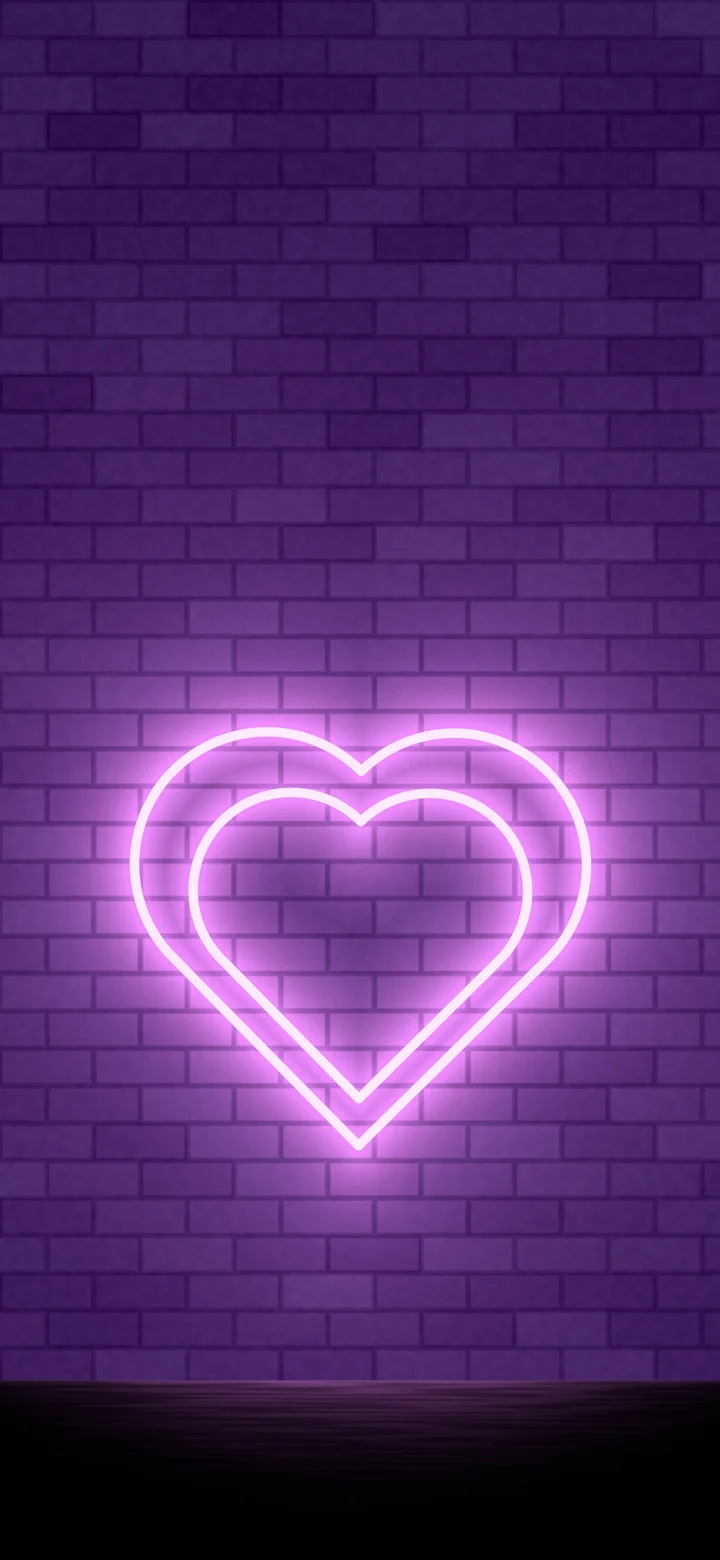 Dark Purple Neon Heart wallpaper for iPhone and Android
