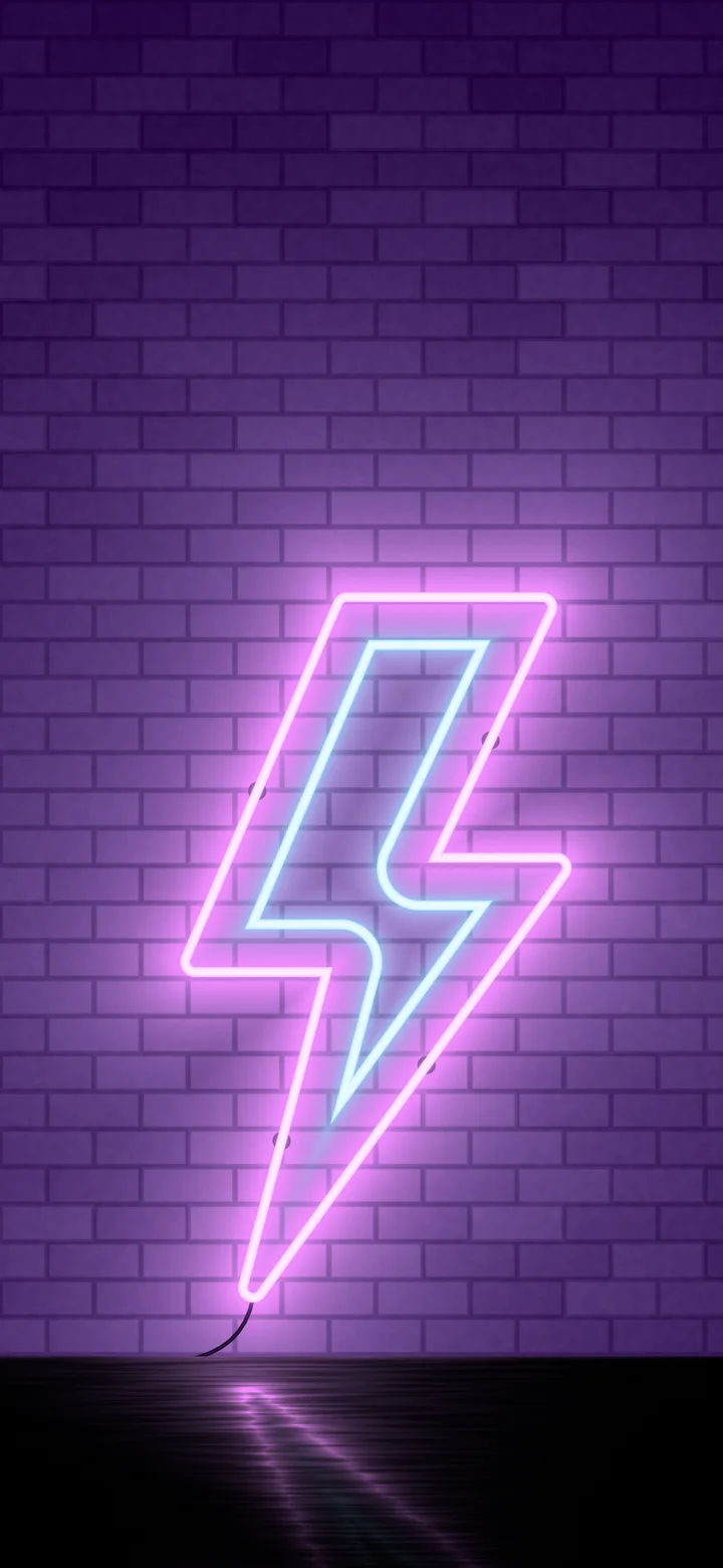 Dark Purple Neon Lightning Bolt wallpaper for iPhone and Android