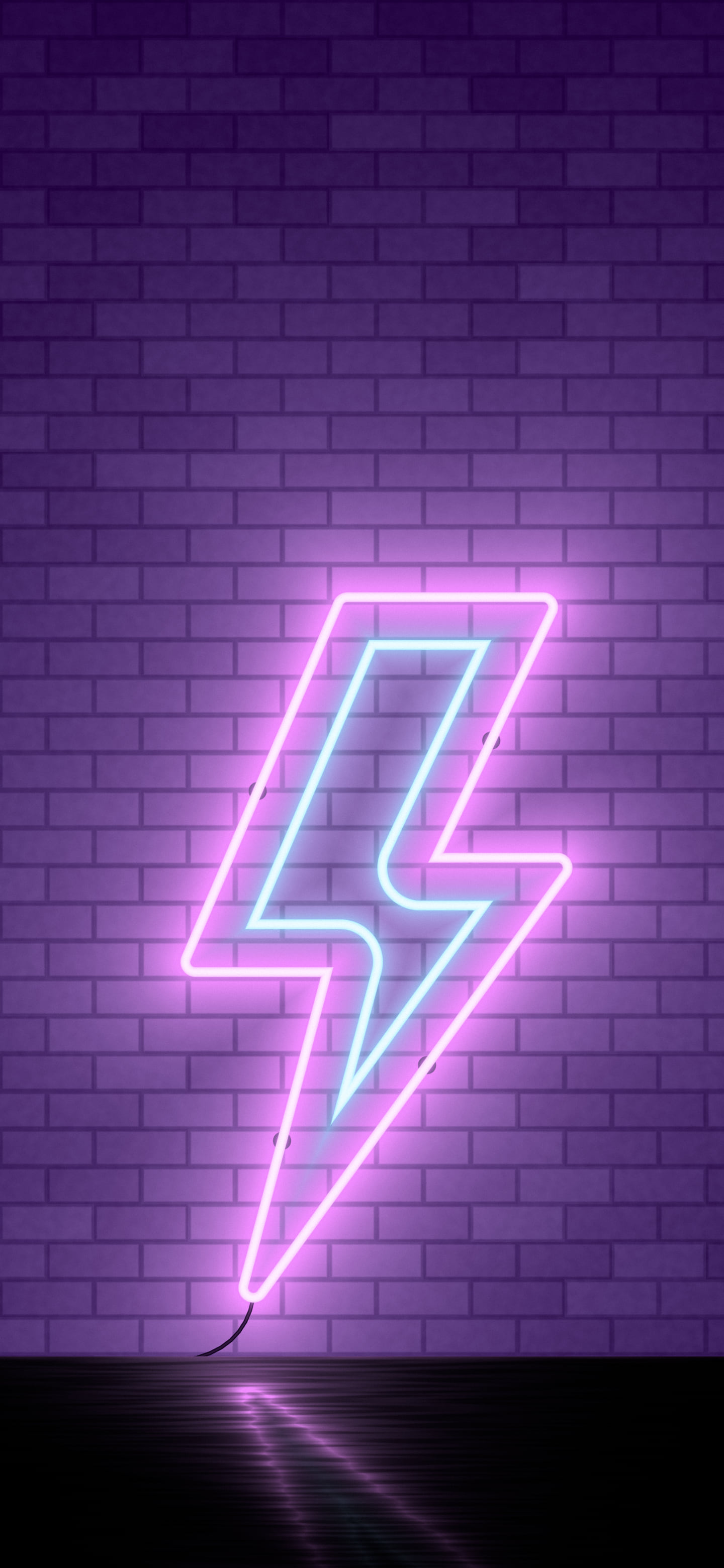 Dark Purple Neon Lightning Bolt wallpaper for iPhone and Android