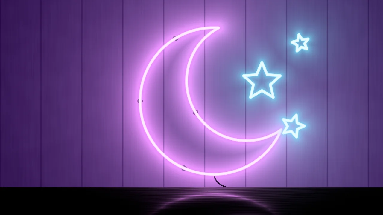 Dark Purple Neon Moon desktop wallpaper in 4K