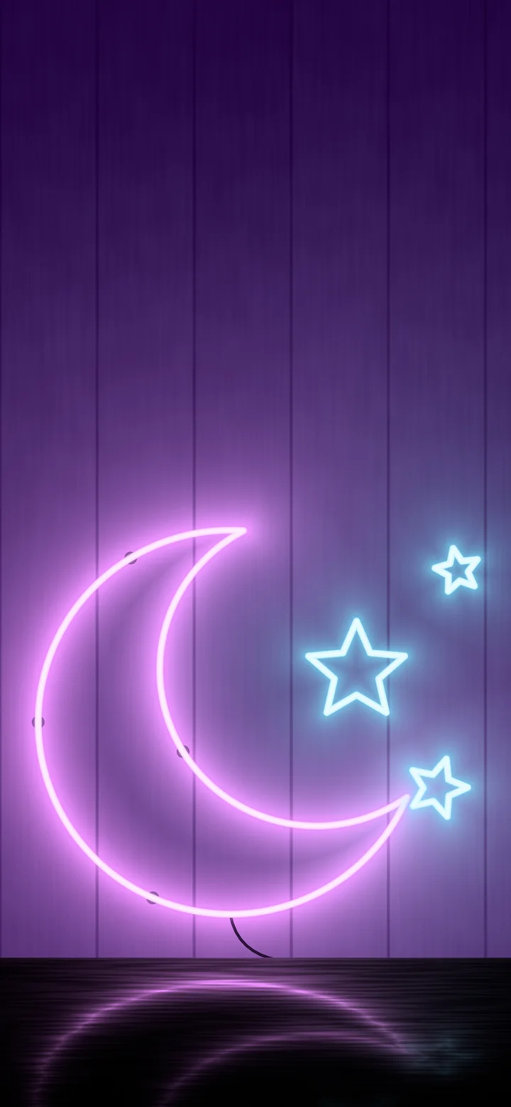Dark Purple Neon Moon wallpaper for iPhone and Android