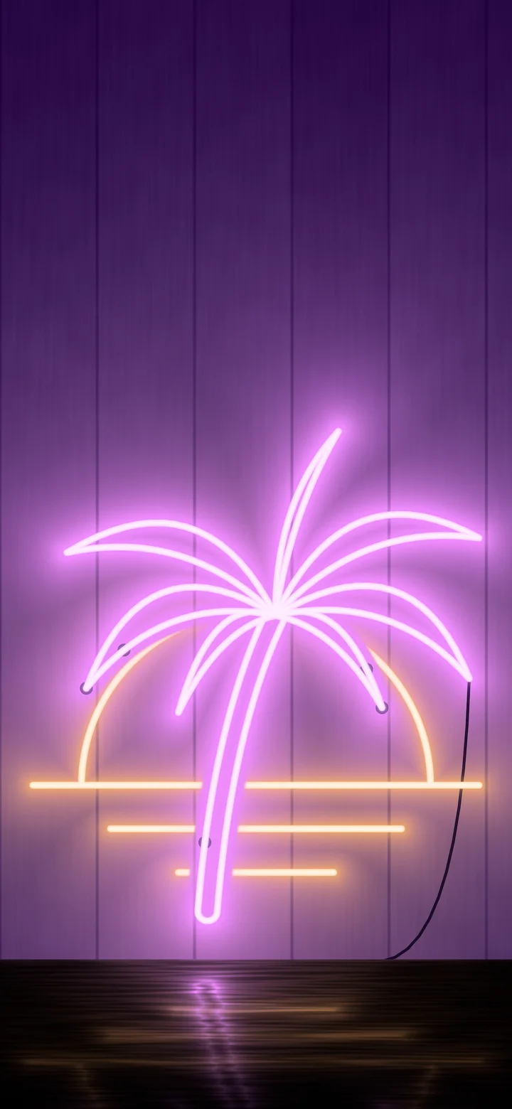 Dark Purple Neon Palm Tree wallpaper for iPhone and Android
