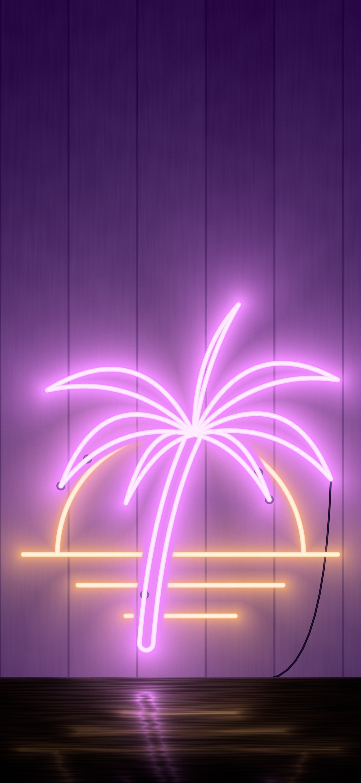 Dark Purple Neon Palm Tree wallpaper for iPhone and Android