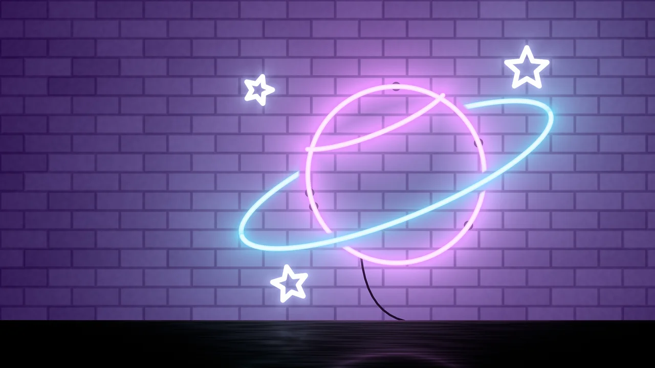 Dark Purple Neon Planet desktop wallpaper in 4K