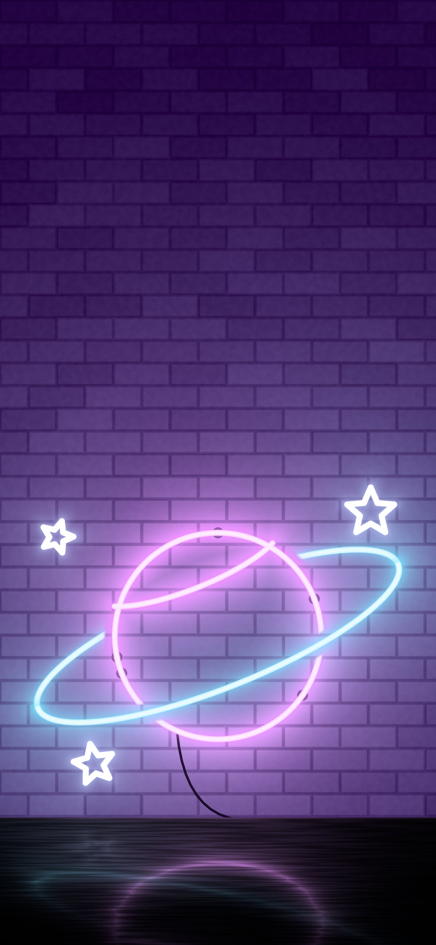 Dark Purple Neon Planet wallpaper for iPhone and Android