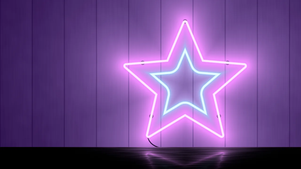 Dark Purple Neon Star desktop wallpaper in 4K