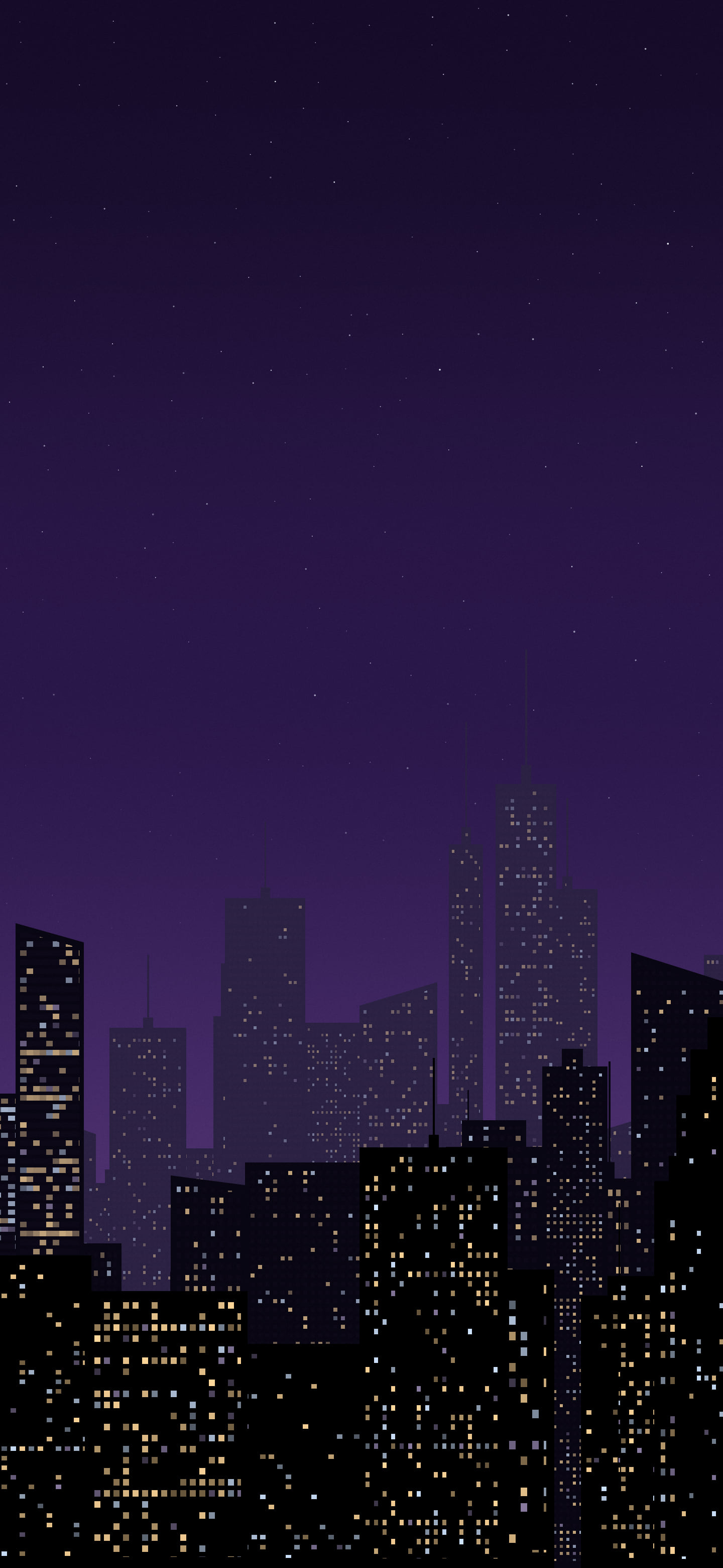 Dark Purple Night City Skyline wallpaper for iPhone and Android