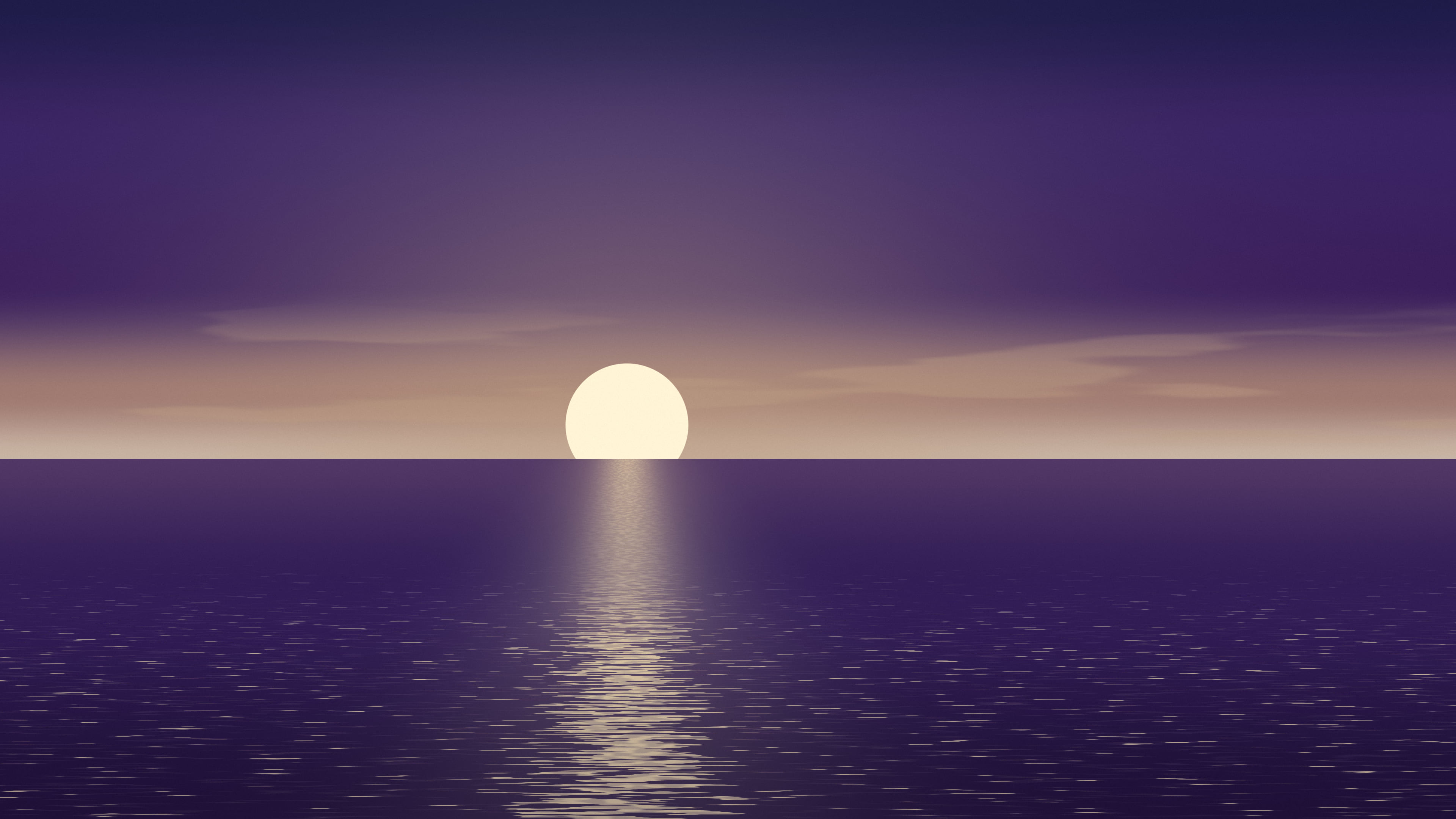 Dark Purple Ocean Sunset desktop wallpaper in 4K