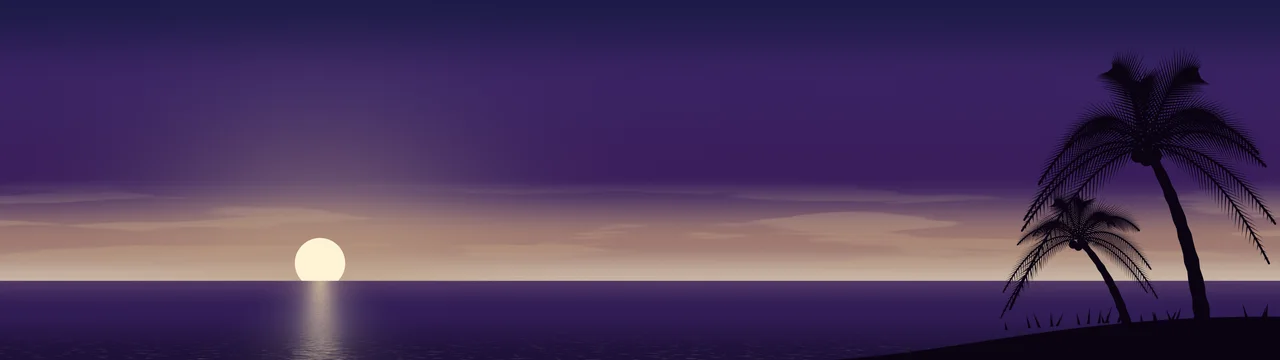 Dark Purple Palm Tree Sunset dual monitor wallpaper, 7680 × 2160