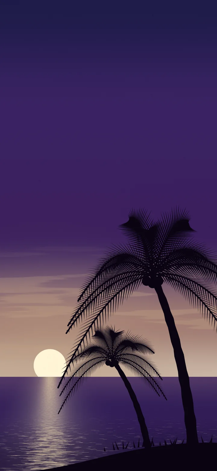 Dark Purple Palm Tree Sunset wallpaper for iPhone and Android