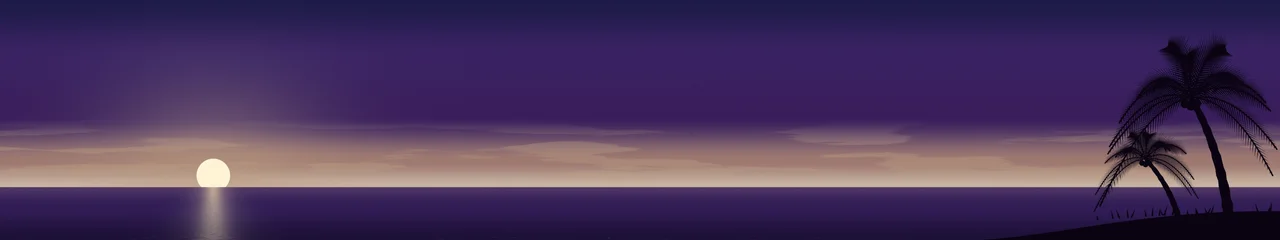 Dark Purple Palm Tree Sunset triple monitor wallpaper, 7680 × 1440