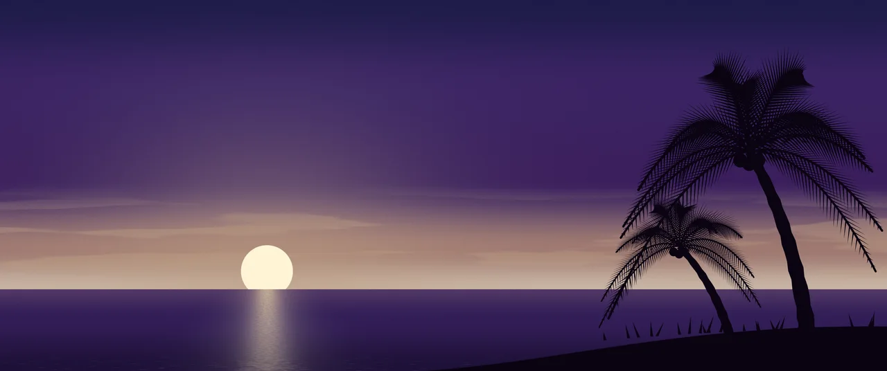 Dark Purple Palm Tree Sunset ultrawide wallpaper, 3440 × 1440