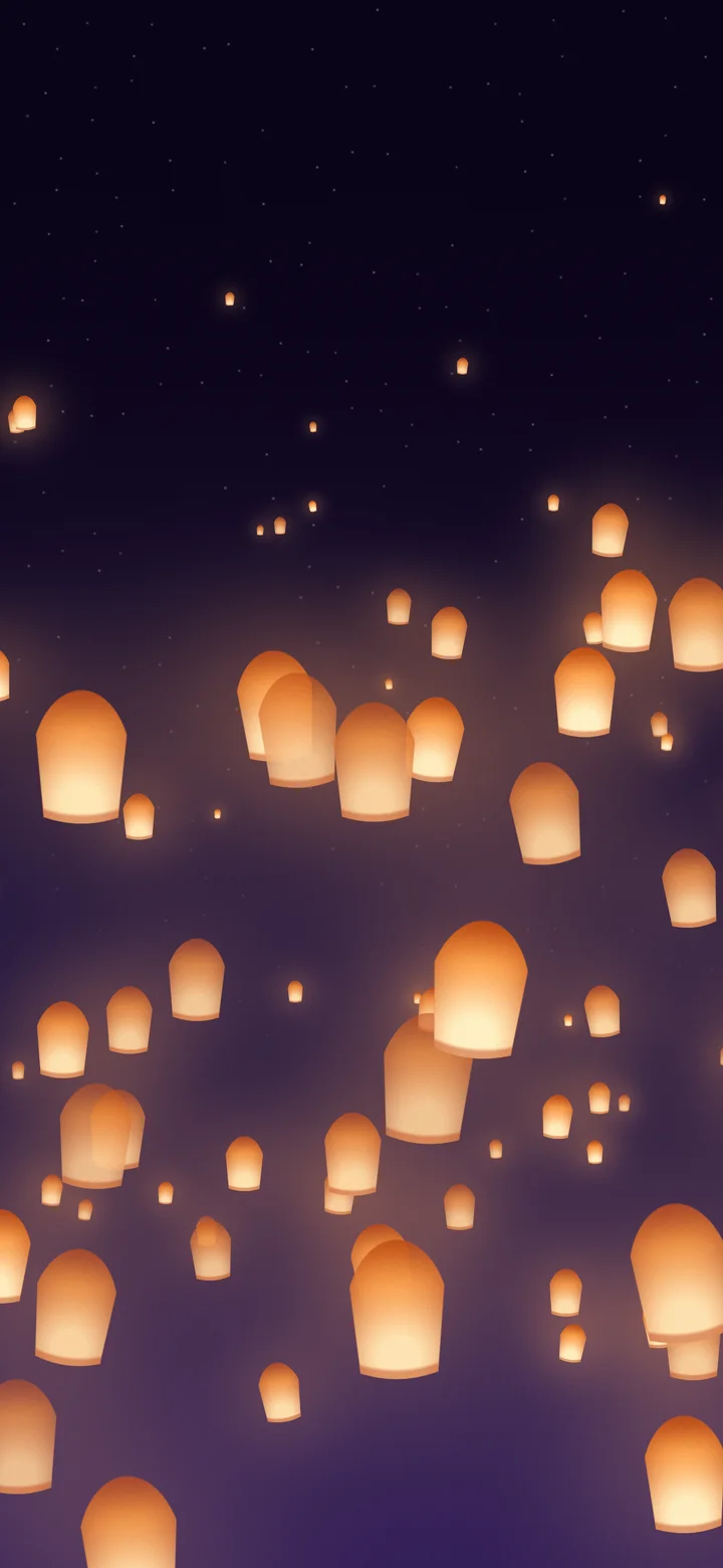 Dark Purple Paper Lanterns wallpaper for iPhone and Android