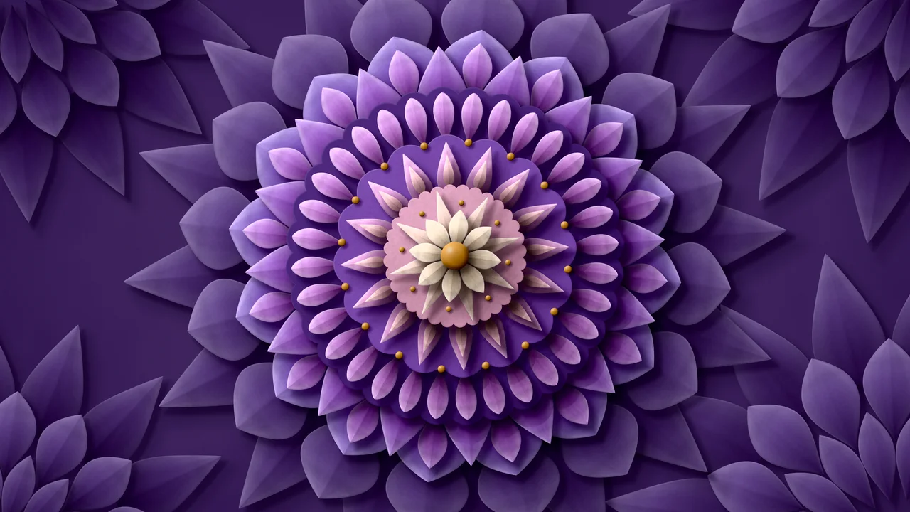 Dark Purple Paper Mandala desktop wallpaper in 4K