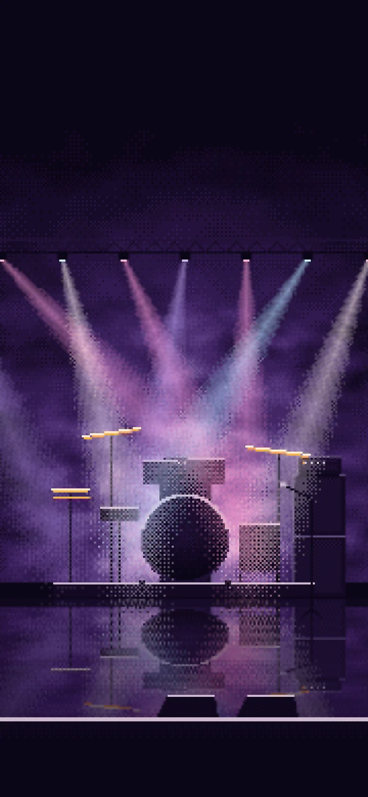 Dark Purple Pixel Art Concert Stage wallpaper for iPhone and Android
