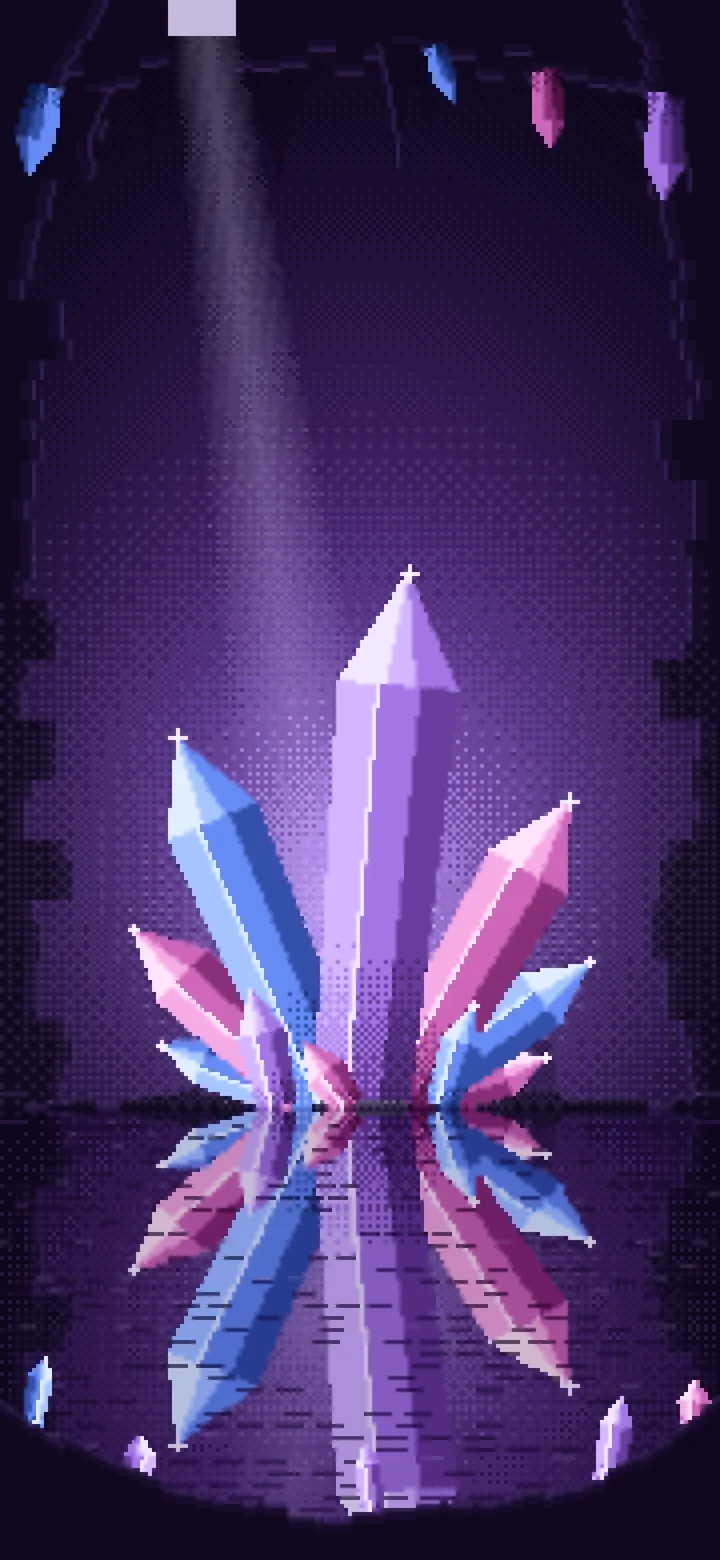 Dark Purple Pixel Art Crystal Cave wallpaper for iPhone and Android