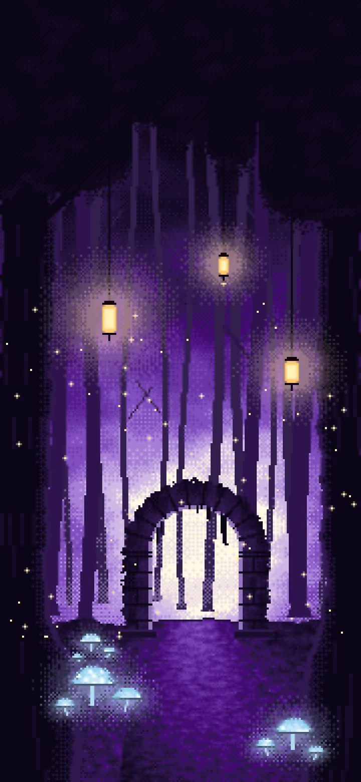 Dark Purple Pixel Art Enchanted Forest wallpaper for iPhone and Android