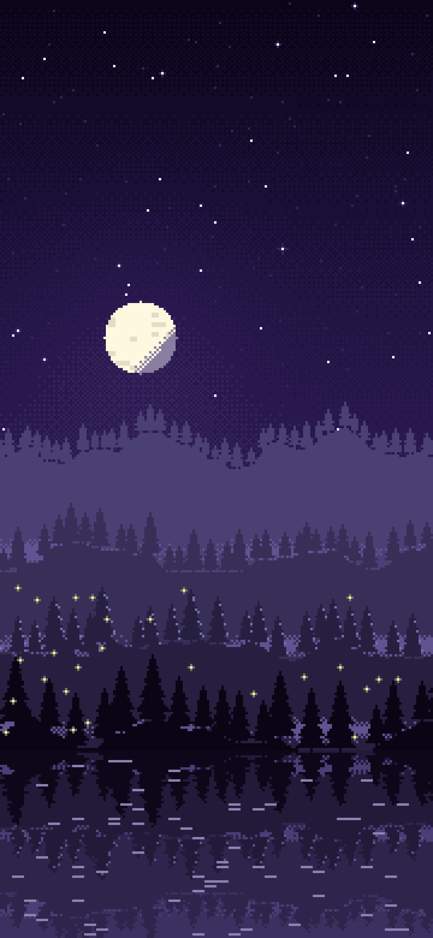 Dark Purple Pixel Art Forest wallpaper for iPhone and Android