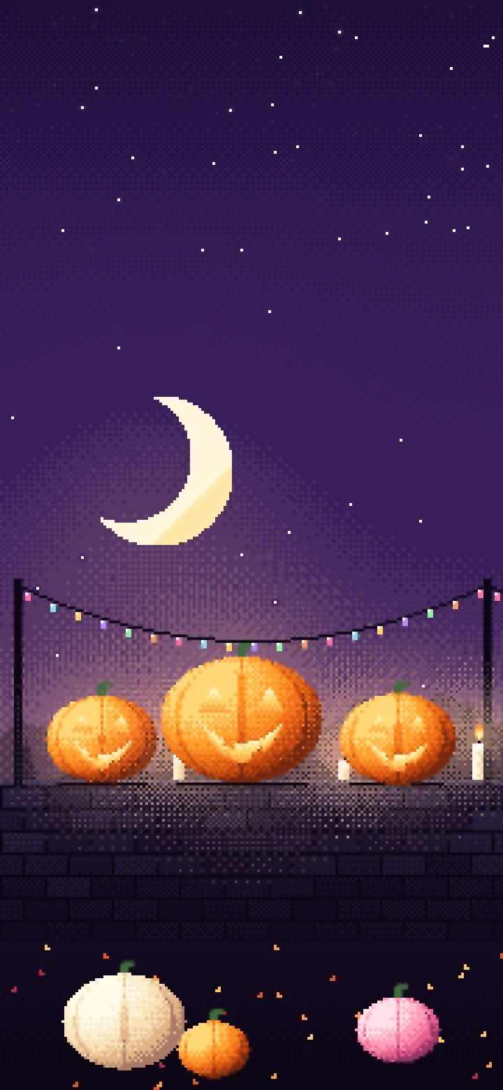 Dark Purple Pixel Art Jack O Lanterns wallpaper for iPhone and Android