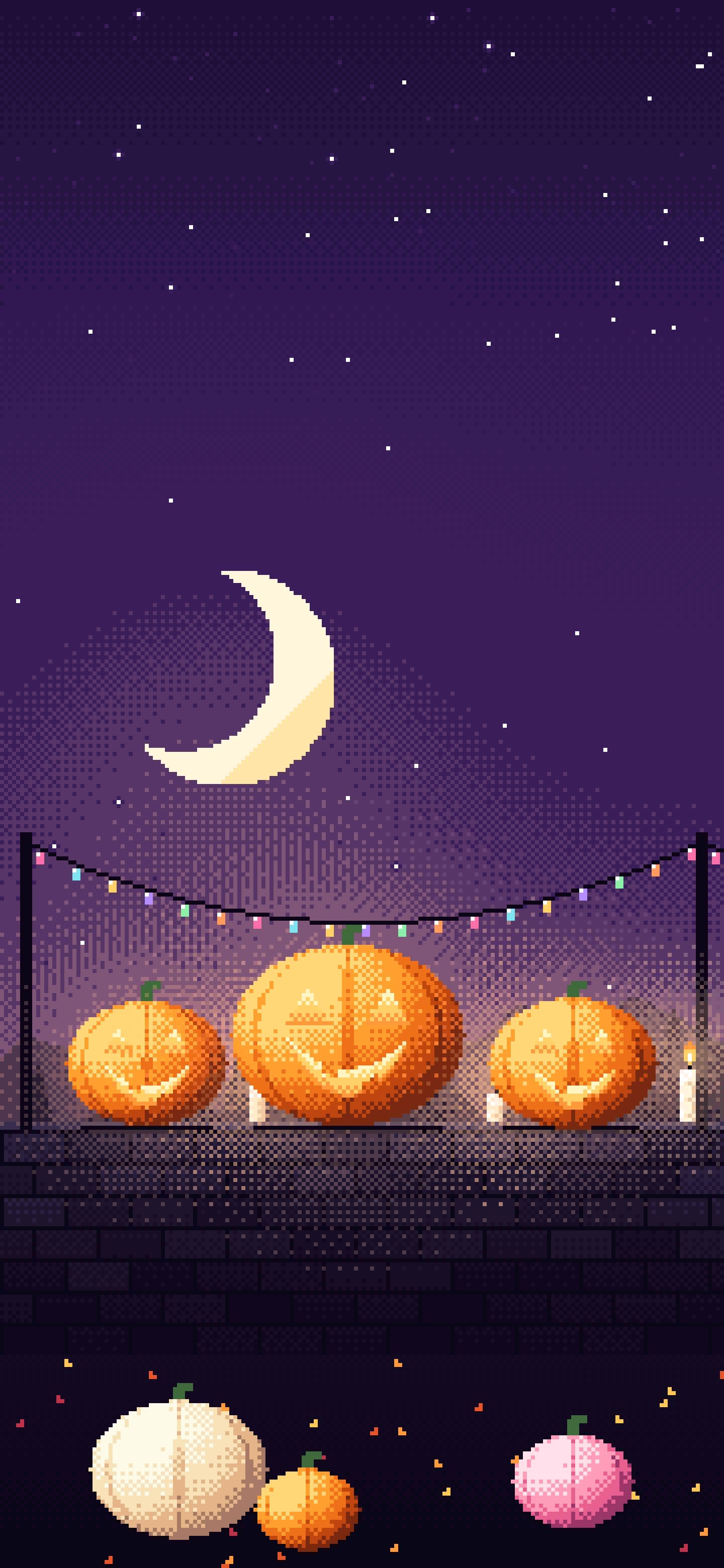 Dark Purple Pixel Art Jack O Lanterns wallpaper for iPhone and Android