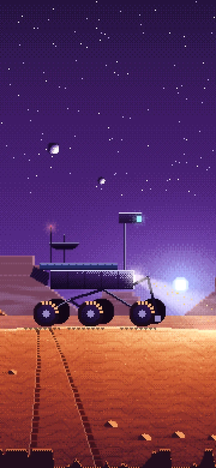 Dark Purple Pixel Art Mars Rover at Dusk wallpaper for iPhone and Android
